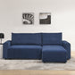 Modular L Shaped Corduroy Upholstered 3 Seater Sofa Bed with Storage, Blue