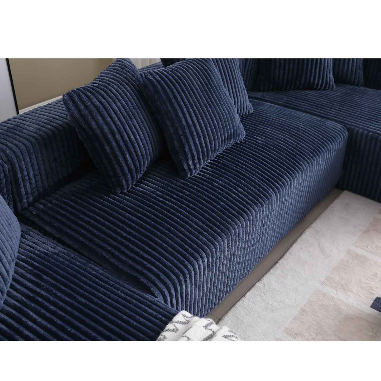 Corduroy L-Shaped Modular Sectional Sofa with Chaise