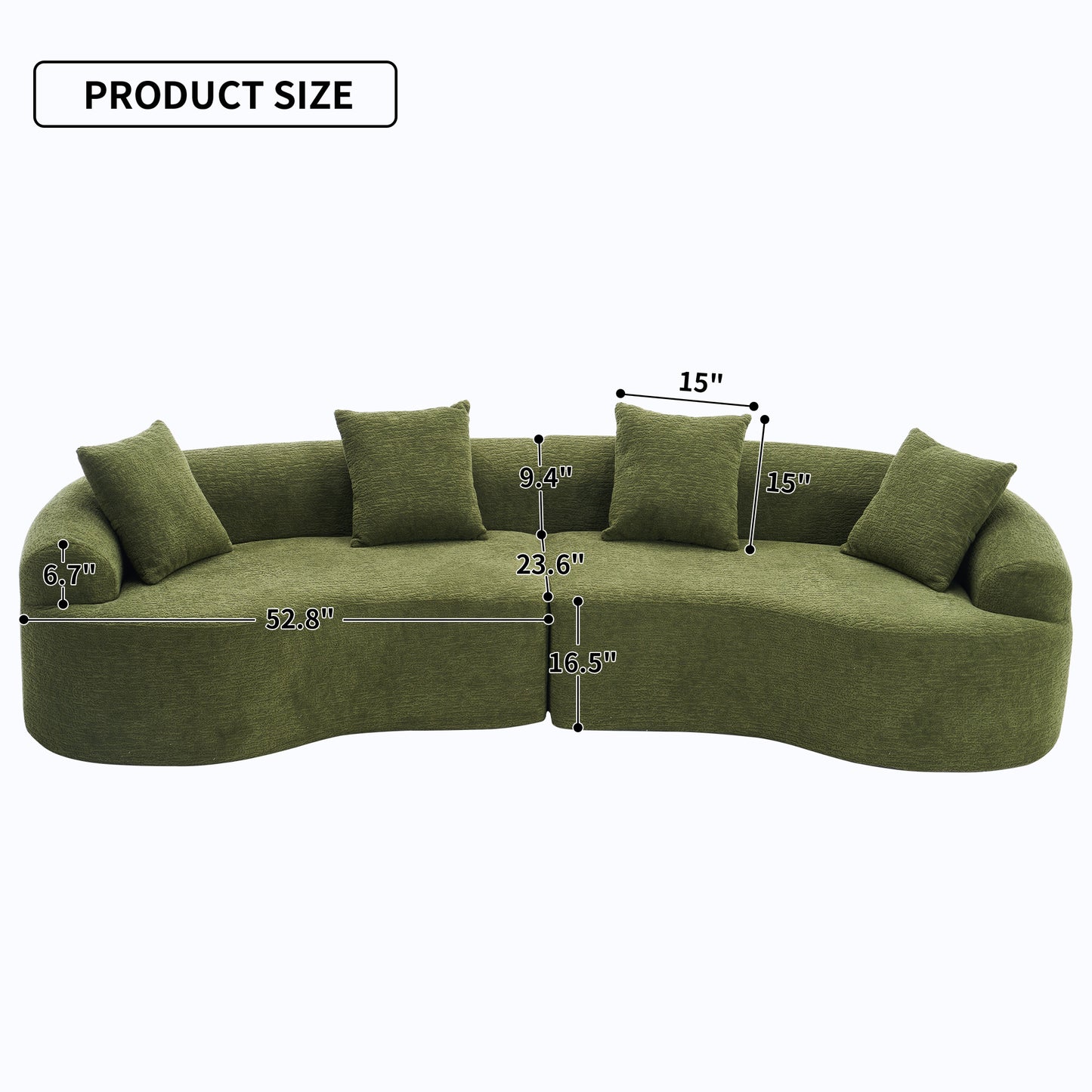 Curved Chenille Fabric Sofa