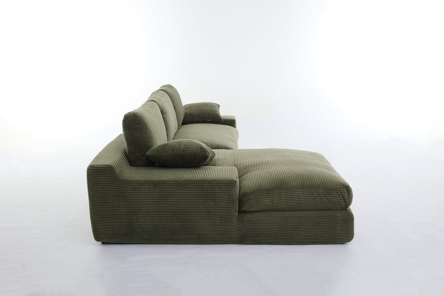 Corduroy Modular L-Shaped Sectional, Army Green