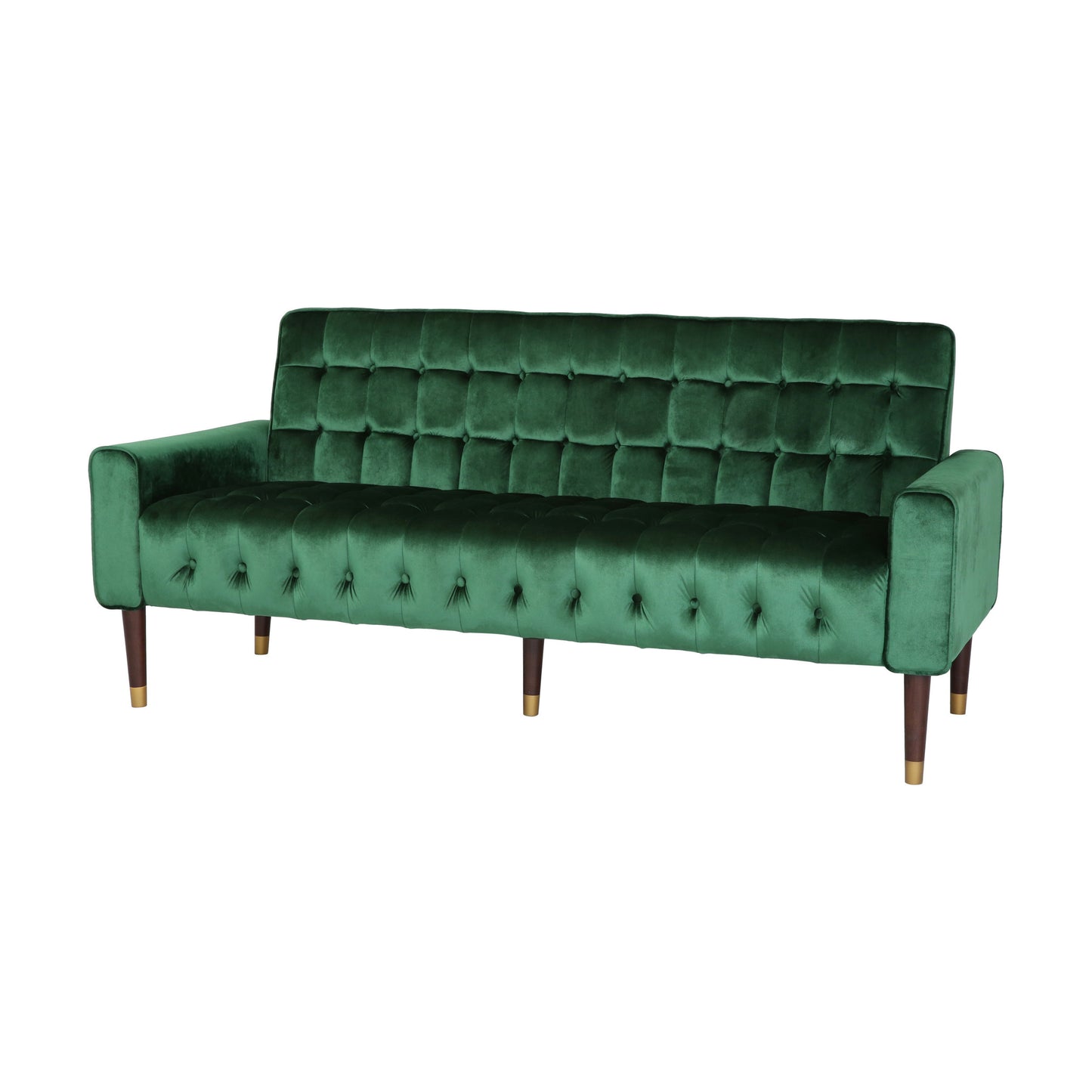 Velvet Straight Sofa With Square Arms