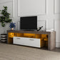 Modern TV Stand with LED Lights for up to 65" TV's with Tempered Glass Shelve