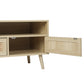 Rattan TV Stand with Solid Wood Feet, TV Console Table for Living Room, Natural