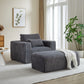 Corduroy Lounge Chair & Footrest – Fluffy Sleeper Sofa for Modern Comfort