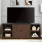 Modern Farmhouse Entertainment Console, Barn Door Design with Shelves and Cabinets For up to 80'' TV's