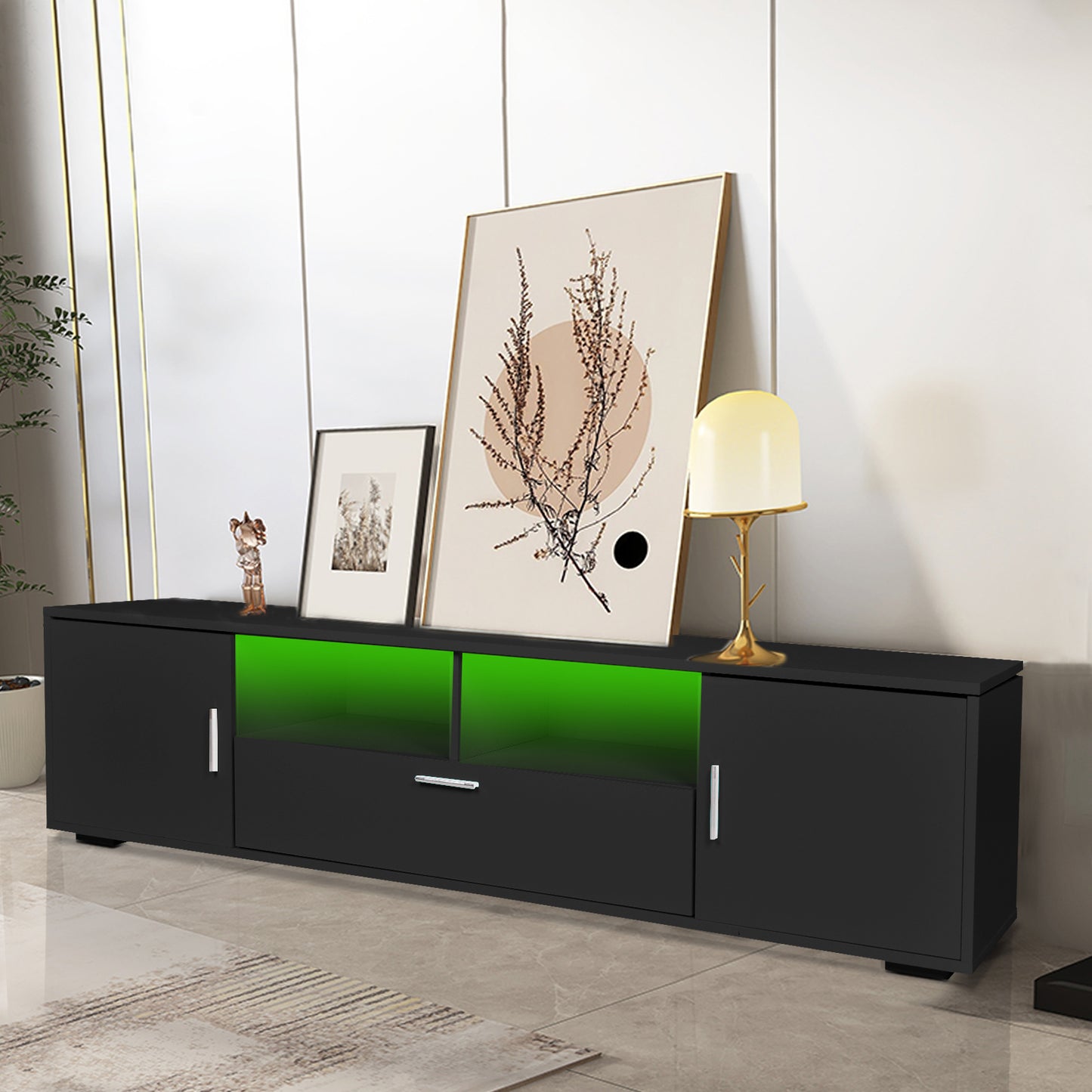 Modern TV stand with LED Lights & Storage for Up to 75" TV's