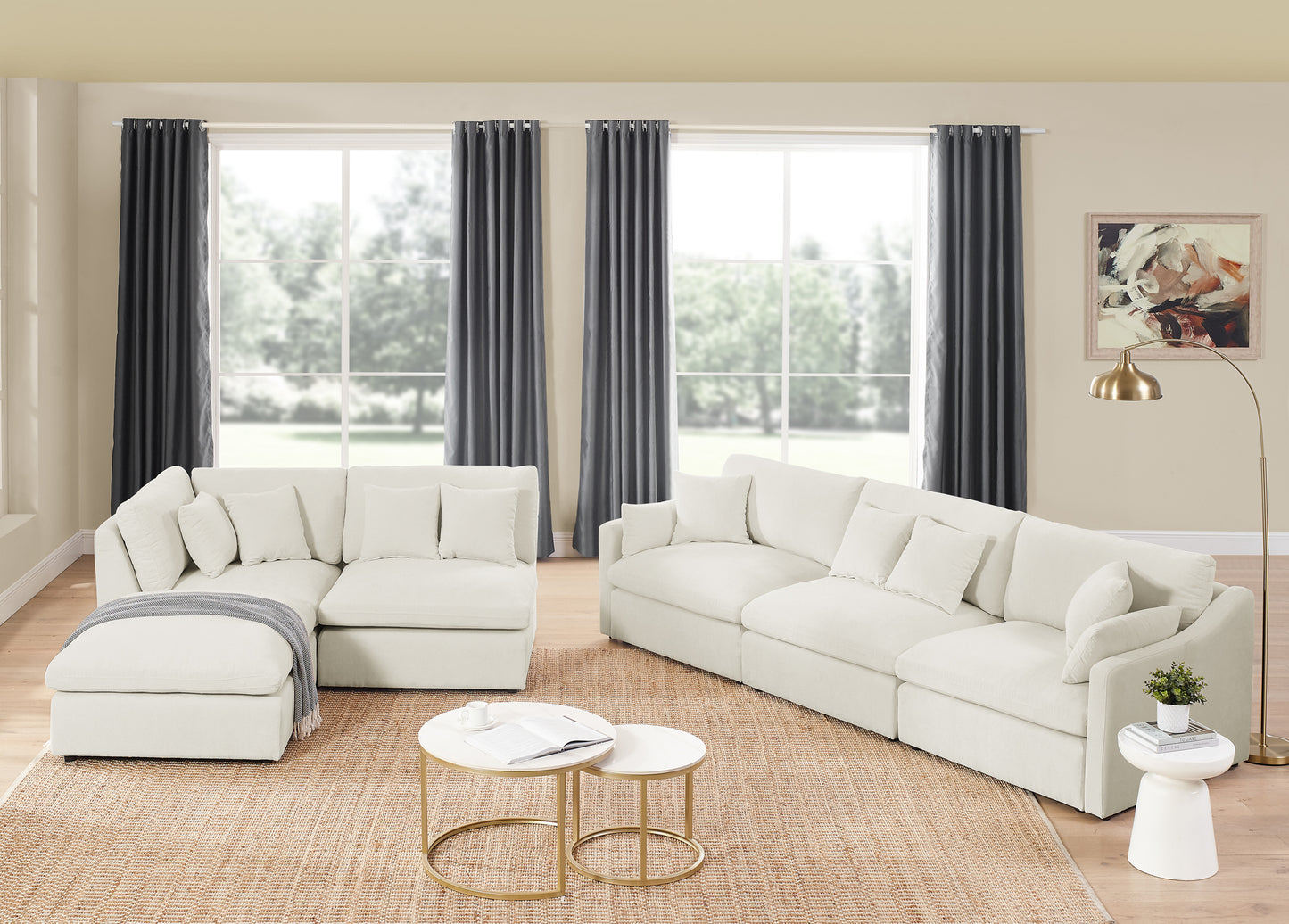 Modular L-Shaped Sectional Sofa- 6-Seats