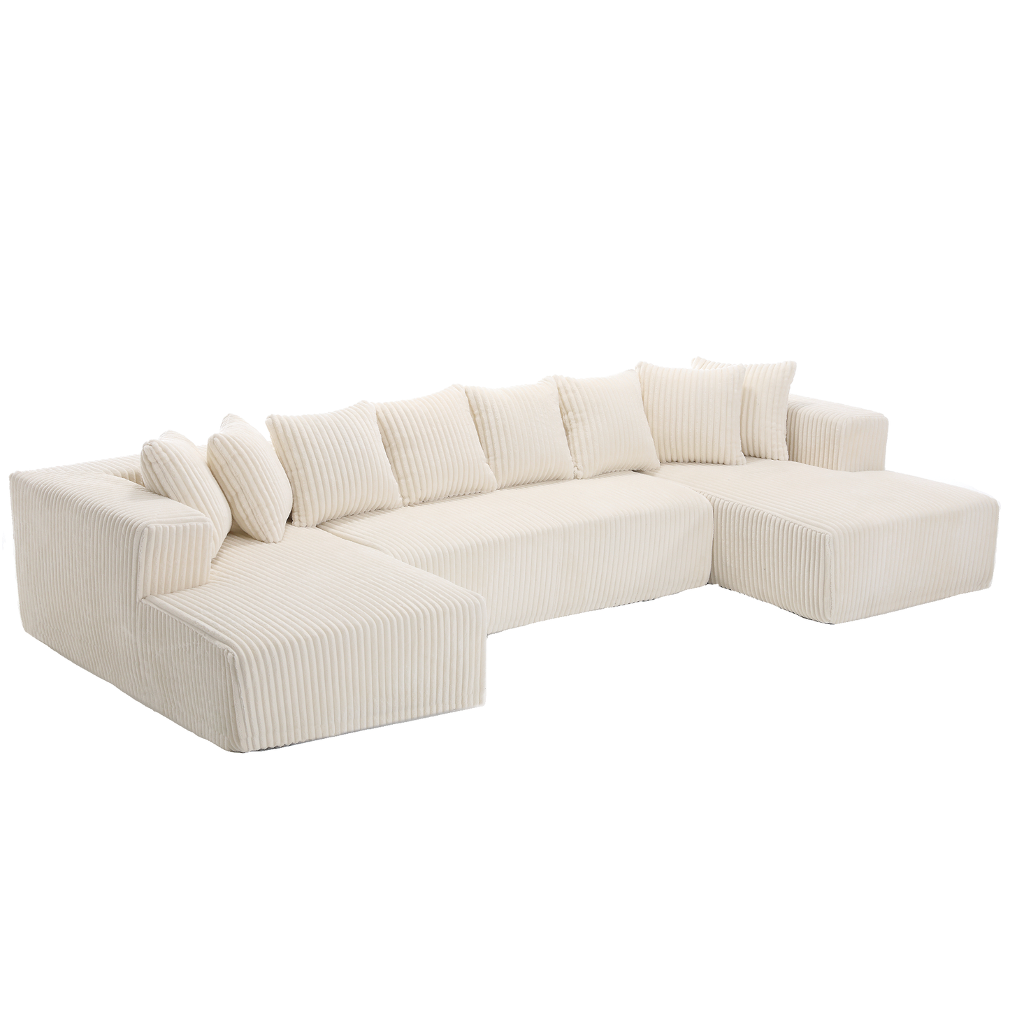 Modular Corduroy U-Sectional Sofa with Lounge Chaise