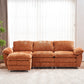 Modern Deep 3-Seat Sofa Couch with Ottoman, Upholstered