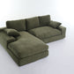 Corduroy Modular L-Shaped Sectional, Army Green