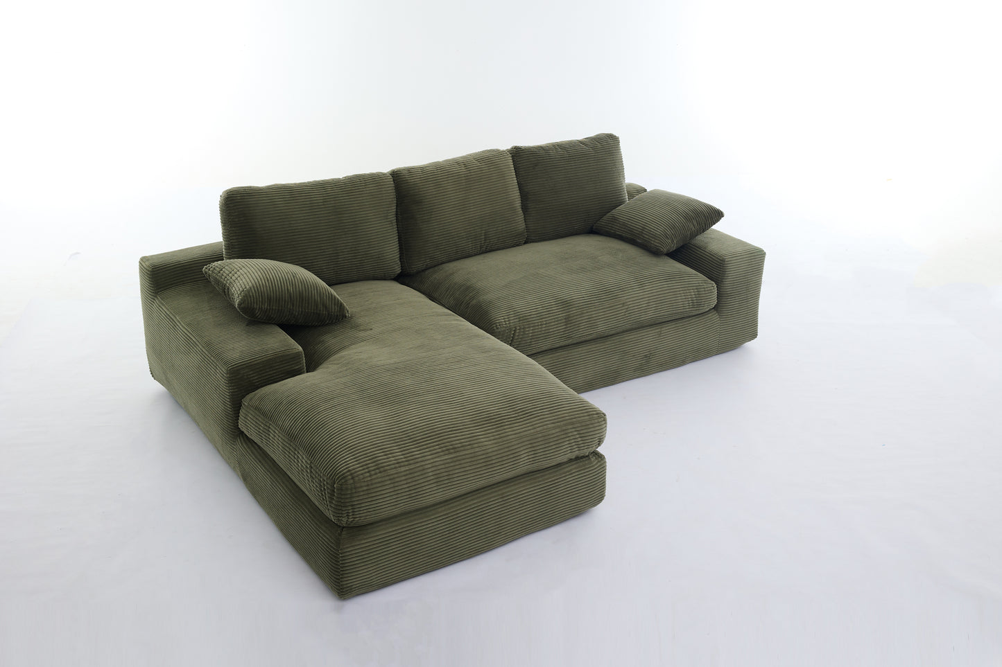 Corduroy Modular L-Shaped Sectional, Army Green