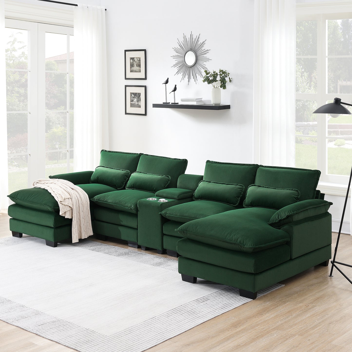 Modern U-shaped Sofa with Console