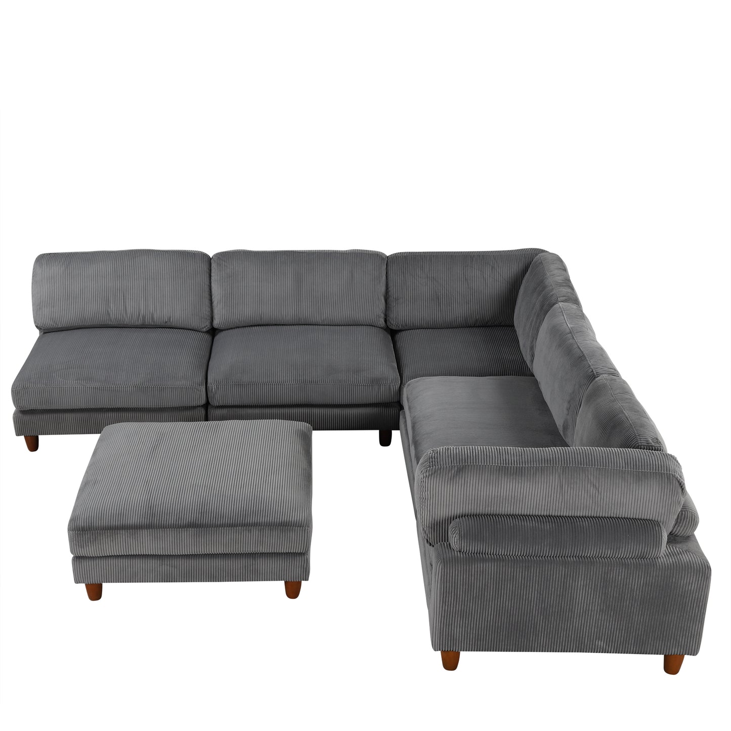 Modular Sectional Sofa with Ottoman - 6-Seater