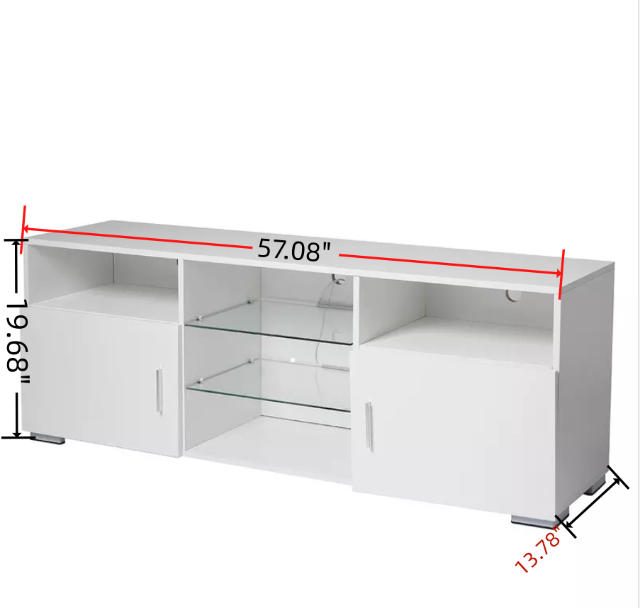 TV Stand for 32-60 inch TV, Modern Television Table Center Media Console with Drawer and Led Lights, Matt Entertainment Center for Living Game Room Bedroom.