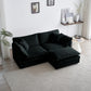 Chenille Fabric Two-Seater Sofa with 1 Footrest