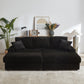 Corduroy 3-Seater Sofa With A Ottoman, 2 Storage & Cup Holder