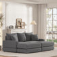 Corduroy 3-Seater Sofa with Dual Ottomans & Plush Pillows