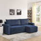 Modular L Shaped Corduroy Upholstered 3 Seater Sofa Bed with Storage, Blue