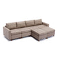 4-Seat Modular Sectional Sofa with 2 Ottomans