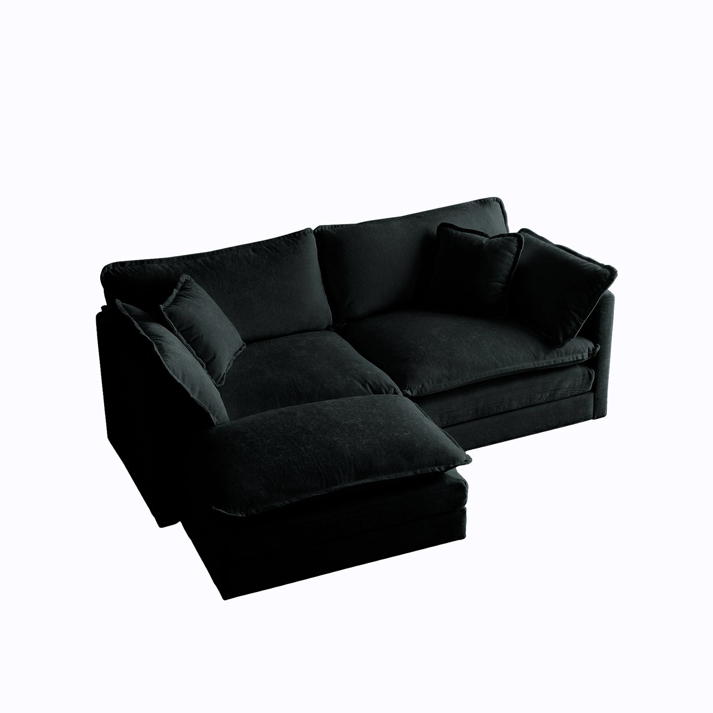 Chenille Fabric Two-Seater Sofa with 1 Footrest