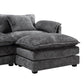 Oversized Boucle Fabric L-Shape Sectional - Movable Pedals with Detachable Armrests