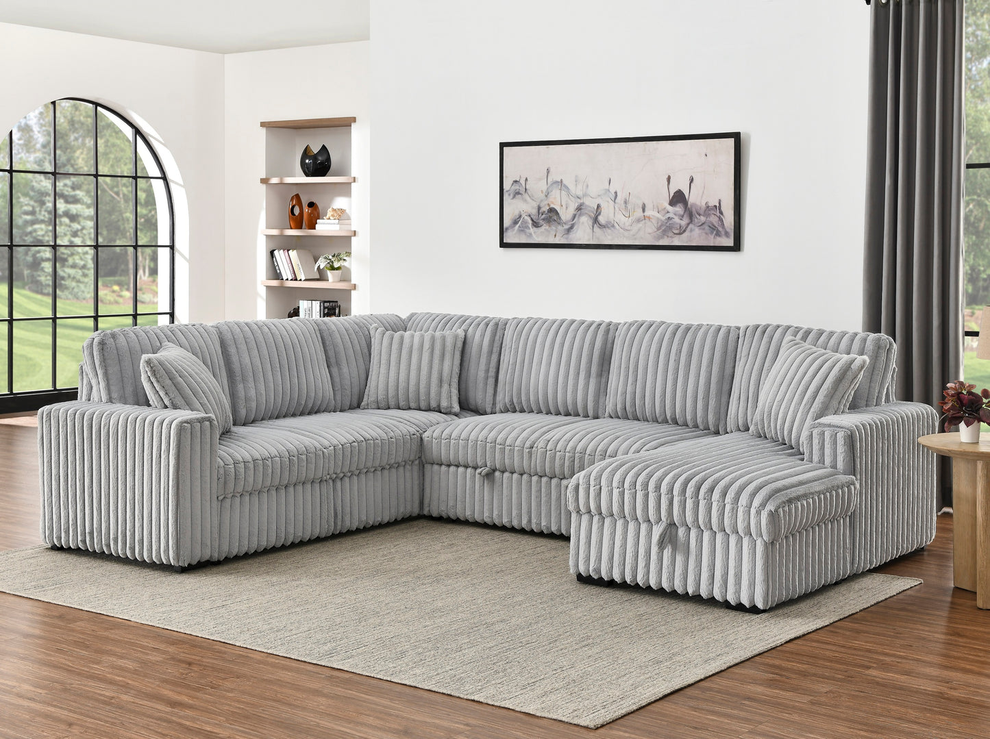 Oversized Corduroy Sectional With USB Charging Ports