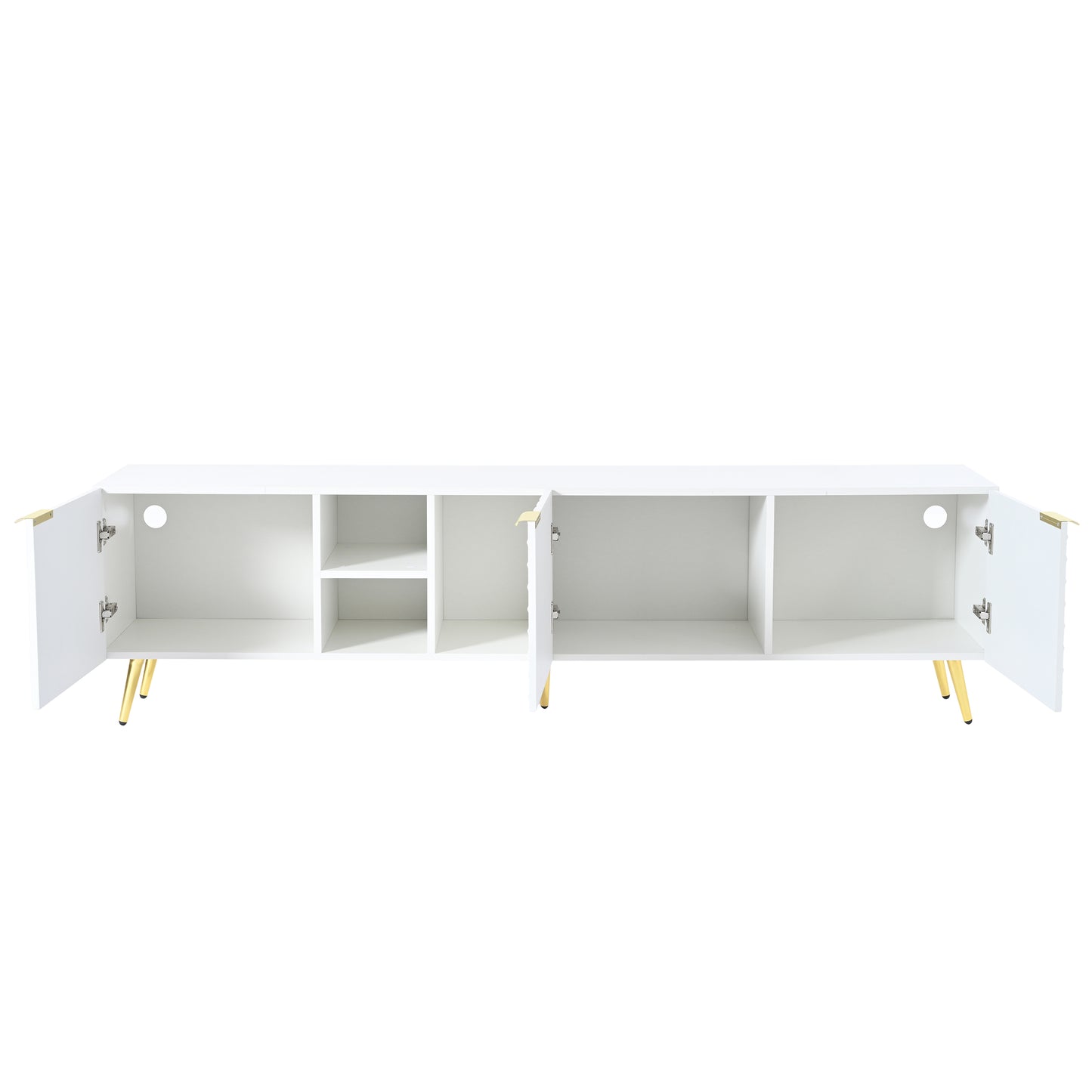 Modern Minimalist Geometric TV Cabinet with Metal Handles and Gold Legs For Up to 80'' TV's