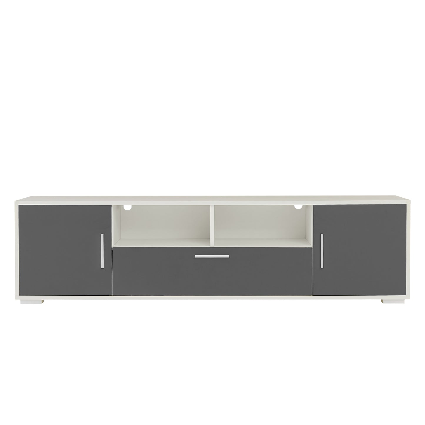 Modern Entertainment Console with LED Lighting, Remote Control, Storage Cabinets, and Open Shelves For up to 65" TV's