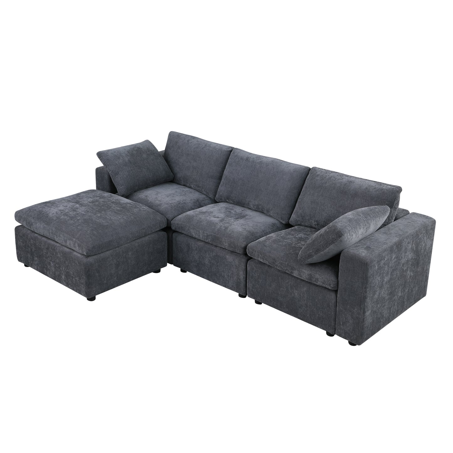 Modular Sectional Sofa with Reversible Chaise and Ottomans - 4-Seat