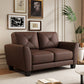 62" Genuine Leather match loveseat Living room coach Transitional sofa - Honey Brown