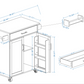 Kitchen island rolling trolley cart with 1 drawer & 2 doors with storage racks & Adjustable Shelves & towel rack & seasoning rack rubber wood table top-White