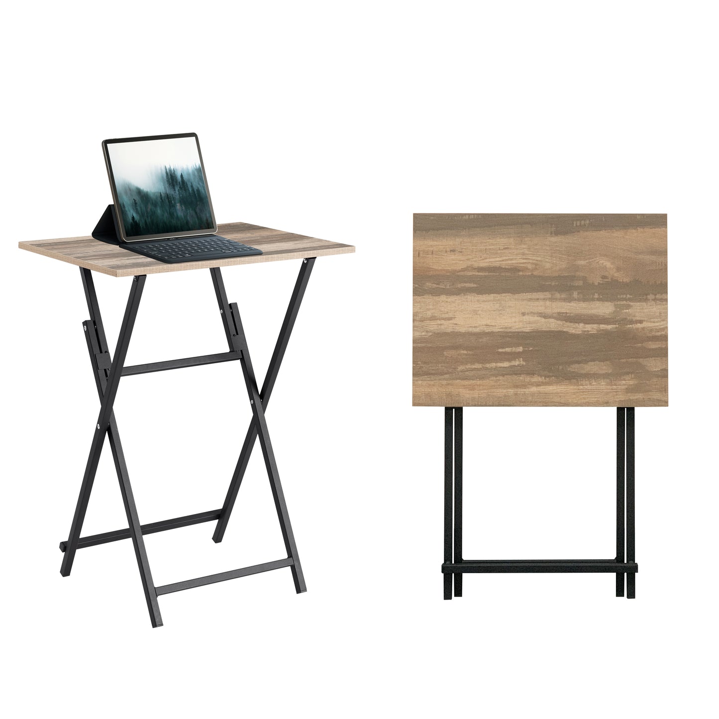 2-Piece Rustic Folding TV Tray, Table