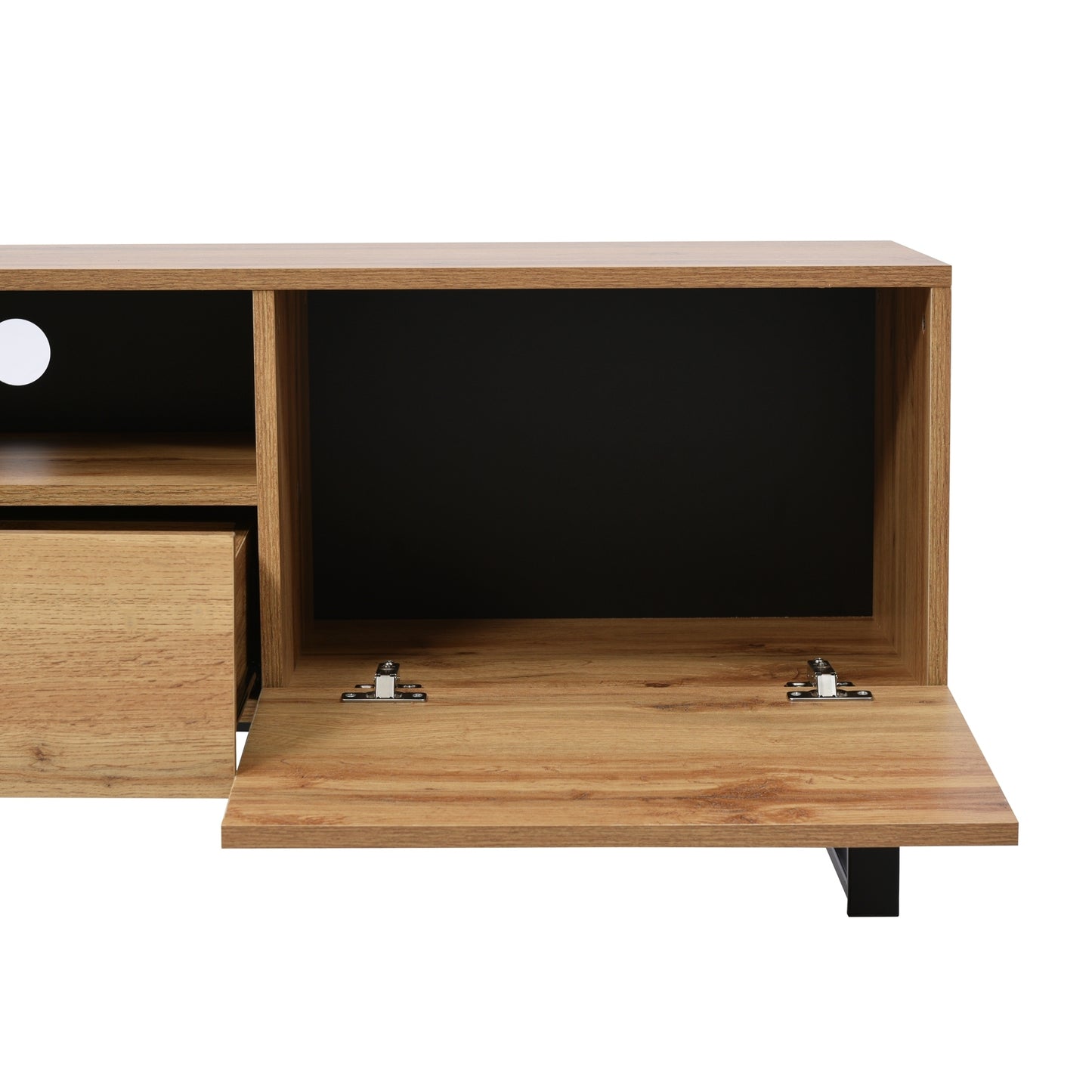 Modern TV Stand with 2 Cabinets & Open Storage Compartment, for TVs up to 85''