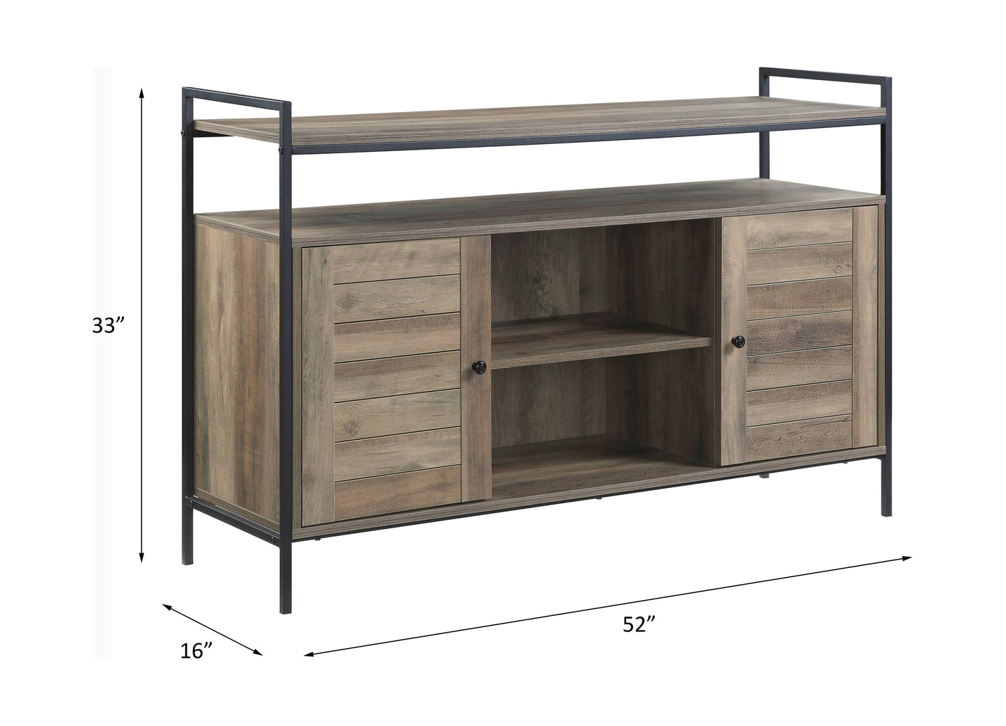 TV Stand in Rustic Oak & Black Finish For up to 50" TV's