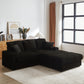 Corduroy 3-Seater Sofa With A Ottoman, 2 Storage & Cup Holder