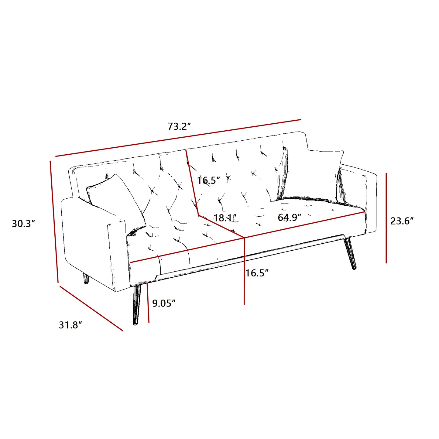 Convertible Folding Futon - Sofa Bed Sleeper