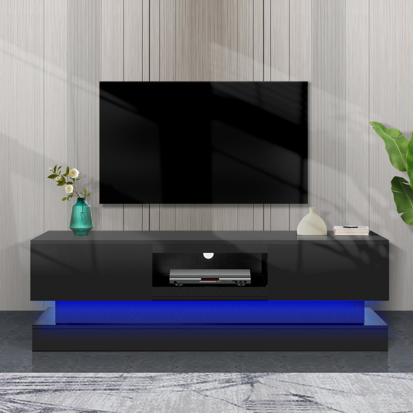 Modern TV Stand with LED Lights, High-Gloss Front For up to 55" TV's