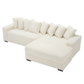 Oversized Corduroy L-Shaped Sofa with Chaise & Pillows