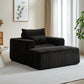 Corduroy Lounge Chair & Footrest – Fluffy Sleeper Sofa for Modern Comfort, Black