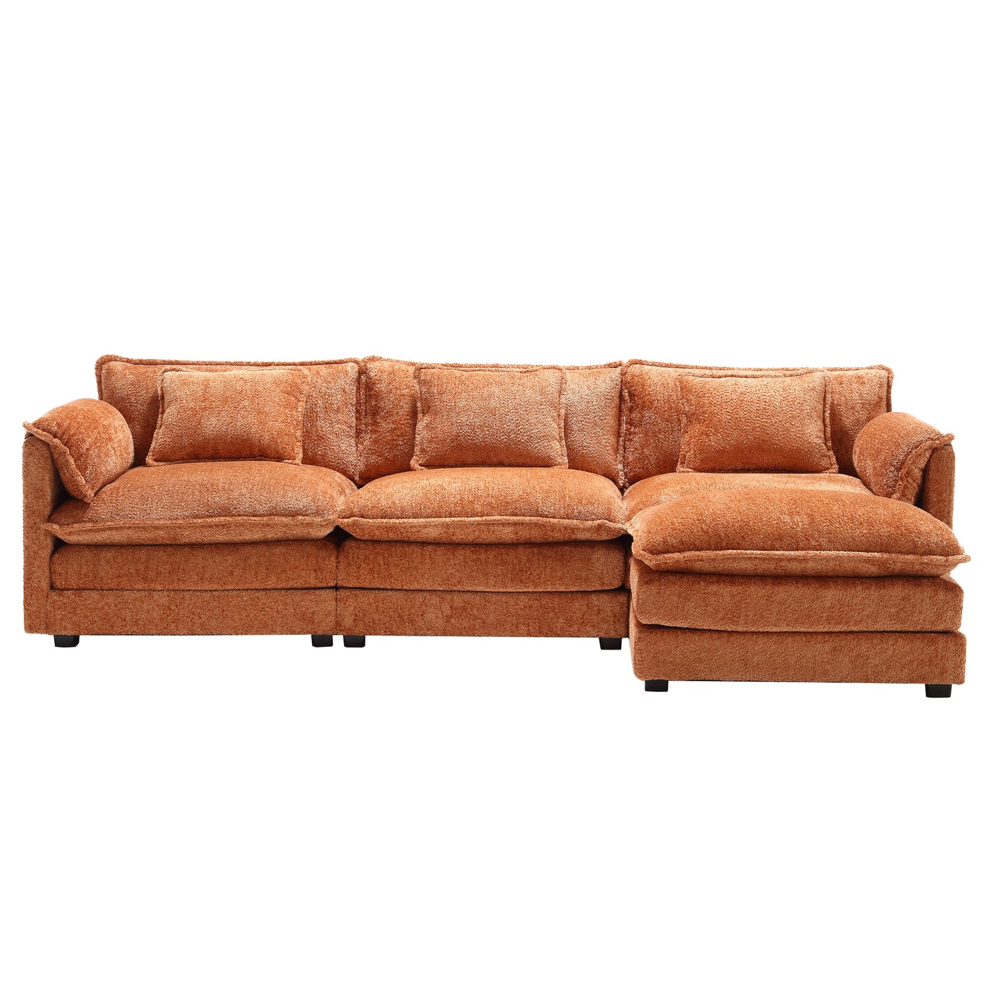 Oversized Boucle Fabric L-Shape Sectional - Movable Pedals with Detachable Armrests