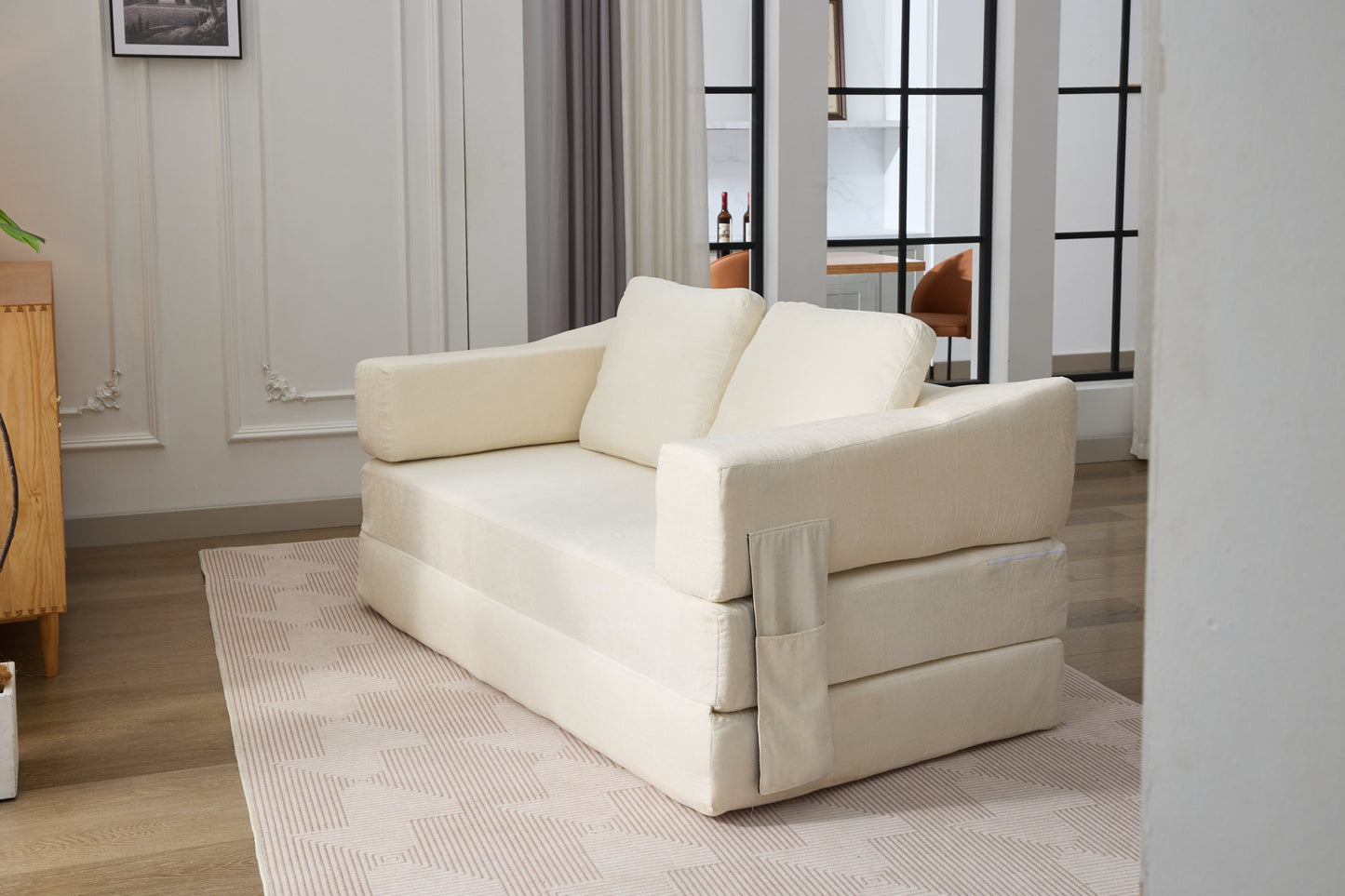 Modern Minimalist Fold-Out Sofa Bed with Removable Backrest