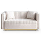 Contemporary Vertical Channel Tufted Velvet Sofa Loveseat Set