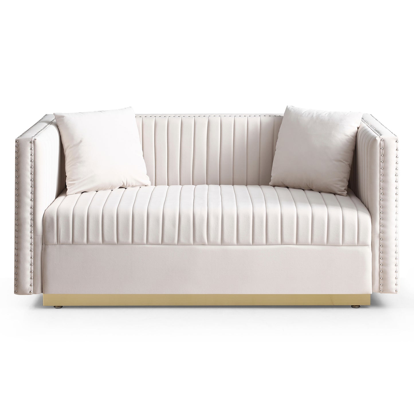 Contemporary Vertical Channel Tufted Velvet Sofa Loveseat Set