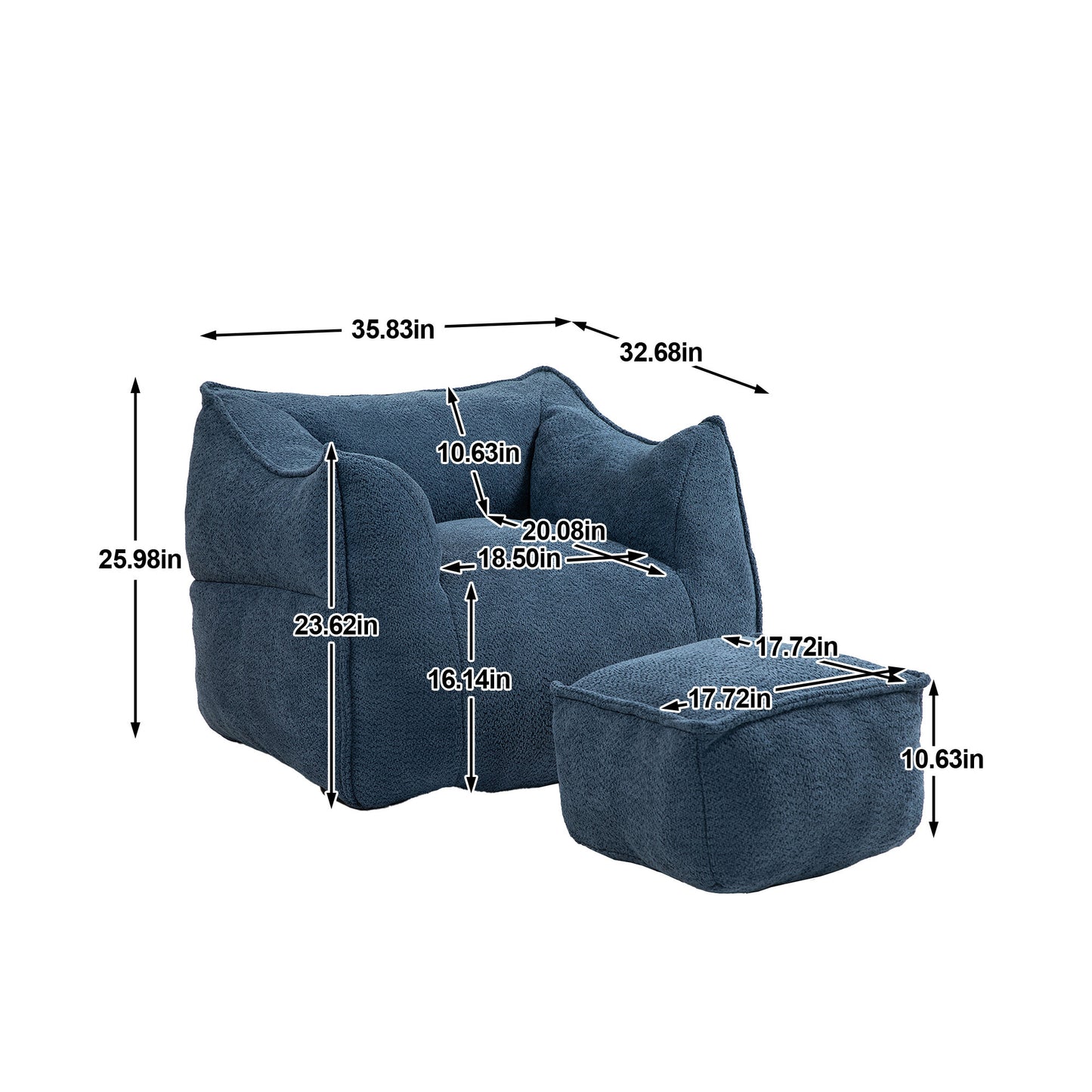 Bean Bag Kids Chair with Footstool