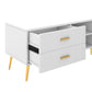 U-Can Modern TV Stand with 5 Champagne legs - Durable, stylish, spacious, versatile storage TVS up to 77" (White)