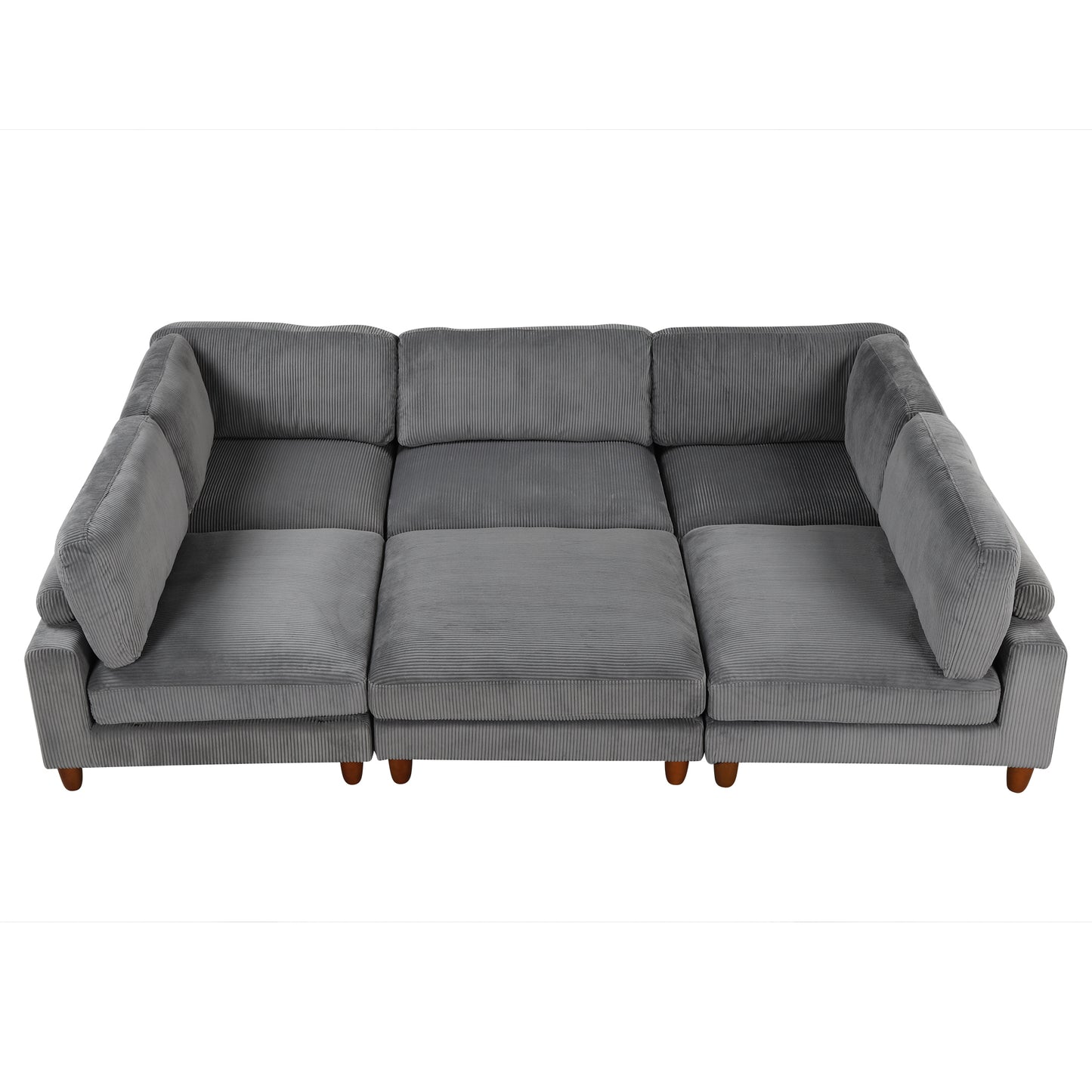 Modular Sectional Sofa with Ottoman - 6-Seater