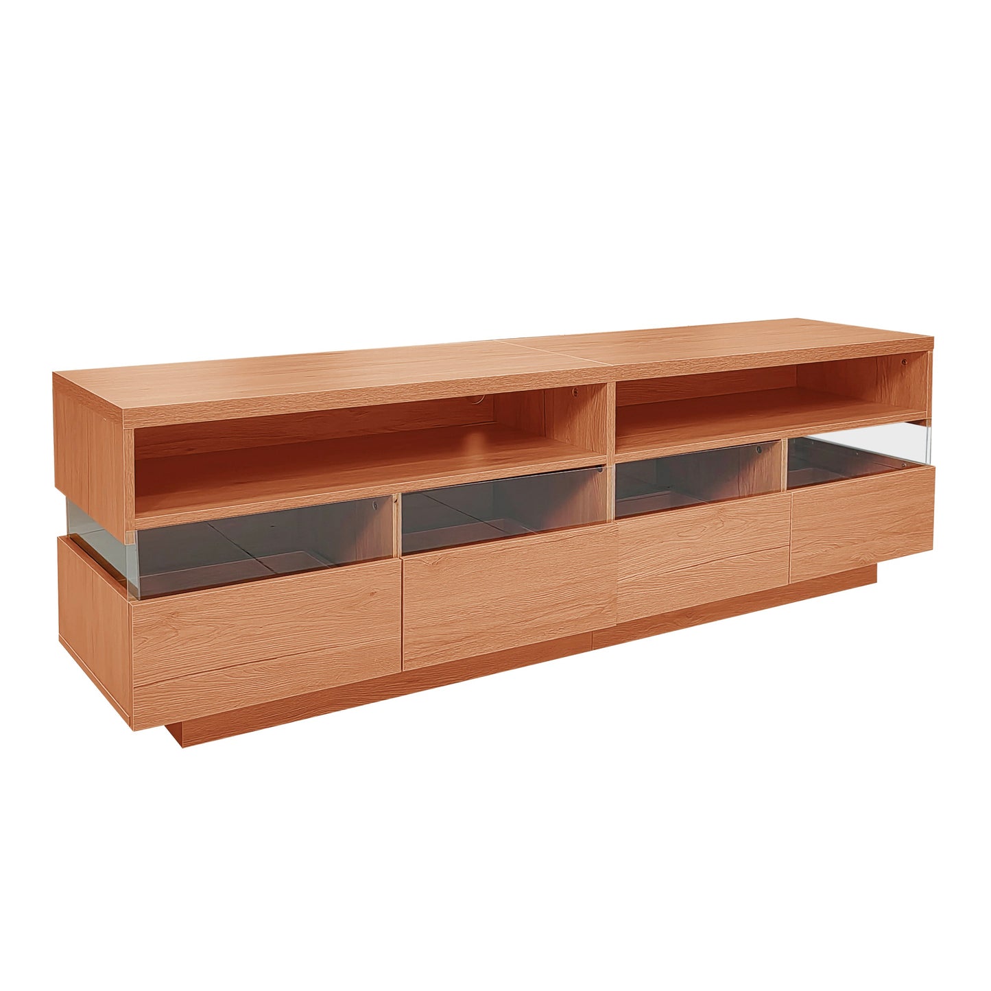 Modern TV Stand with 4 Drawers & 2 Open Cabinets For up to 75" TV's