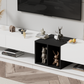 ON-TREND Sleek and Stylish TV Stand with Perfect Storage Solution, Two-tone Media Console for TVs Up to 80'', Functional TV Cabinet with Versatile Compartment for Living Room, White