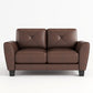 62" Genuine Leather match loveseat Living room coach Transitional sofa - Honey Brown