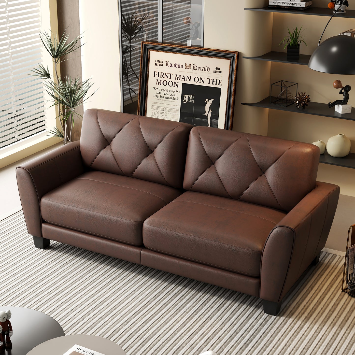 Genuine Leather Two-Over-Two Sofa